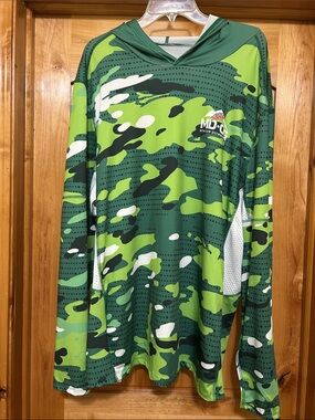 Green Mountain Dew Outdoor Gear camouflage lightweight tech hoodie shirt Size 2X